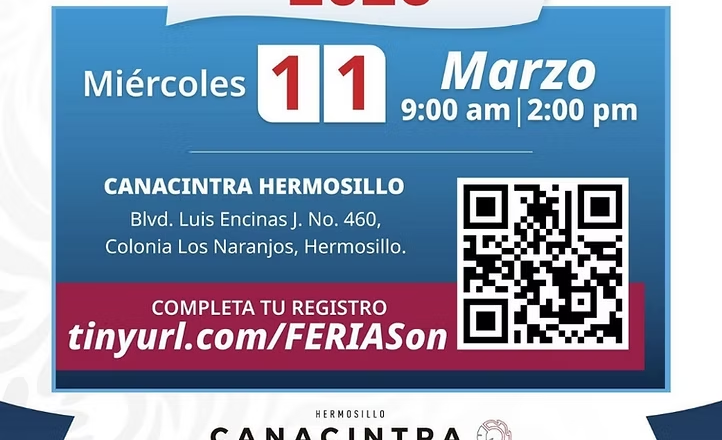 Gobierno de Sonora y Canacintra invitan a la Expo Empleo en Hermosillo