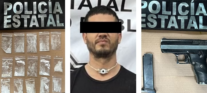 Operativo de combate al delito de la Policía Estatal detiene a sujeto con arma de fuego y narcótico