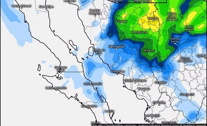 Pronostican lluvias de ligeras a moderadas para el jueves en Sonora