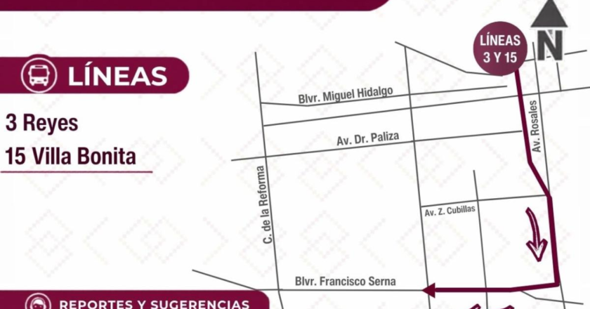 Gobierno de Sonora informa desvíos temporales en líneas de transporte urbano en Hermosillo
