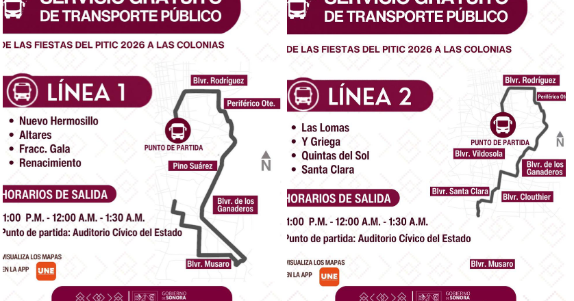 Facilita Gobierno de Sonora transporte gratuito nocturno en Hermosillo del 21 al 24 de mayo
