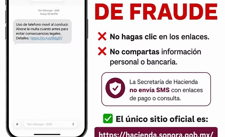 Alerta Secretaría de Hacienda por mensajes falsos sobre supuestos adeudos e infracciones