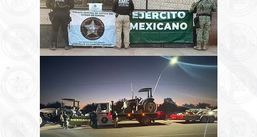 FGJES ejecuta tres órdenes de cateo con aseguramiento de maquinaria agrícola y vehículos por abuso de confianza por retención de bienes en Vícam