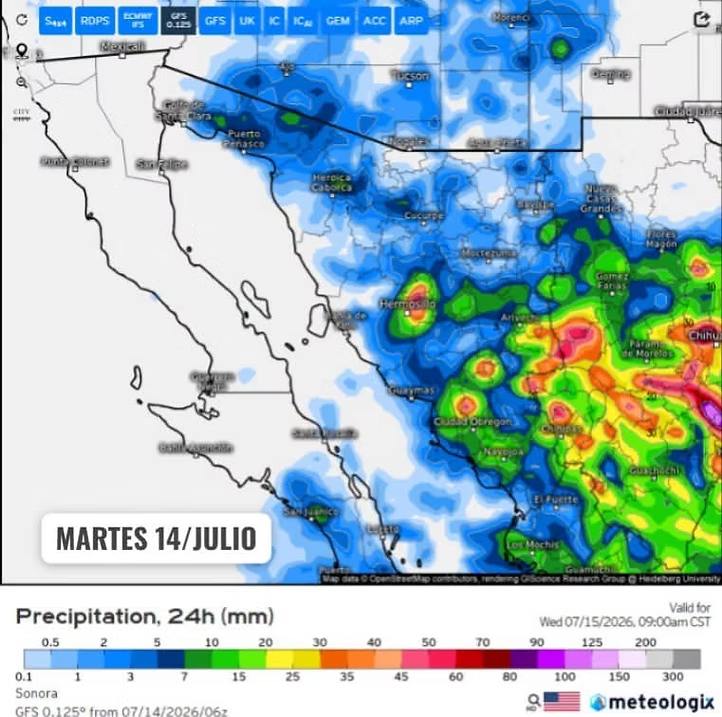 Sigue el pronóstico de lluvias para Sonora