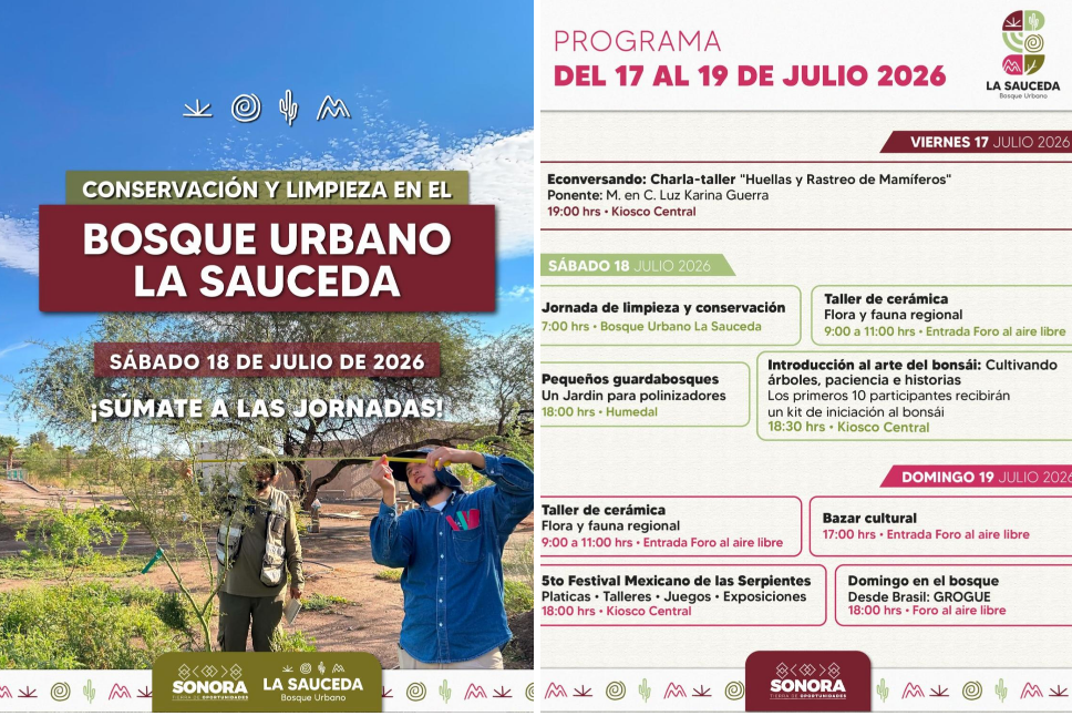Gobierno de Sonora ofrece un fin de semana de experiencias para toda la familia en el Bosque Urbano La Sauceda