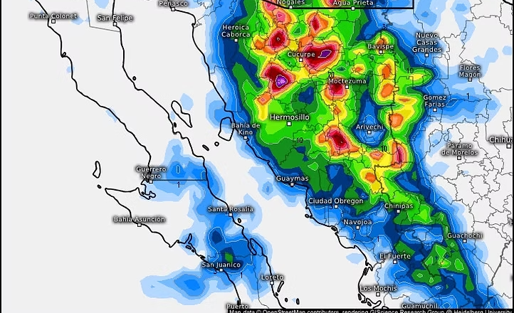 Protección Civil Sonora informa que el monzón mexicano continuará activo generando lluvias