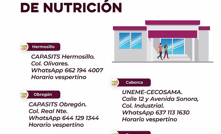 Invita Salud Sonora a aprovechar los servicios gratuitos de las Clínicas Integrales de Nutrición