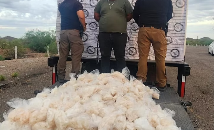 Asegura Mesa Estatal de Seguridad alrededor de 200 kilogramos de metanfetamina en Caborca