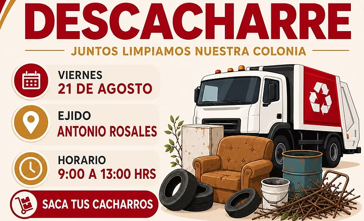 Llevarán jornada de descacharre al ejido Antonio Rosales este viernes