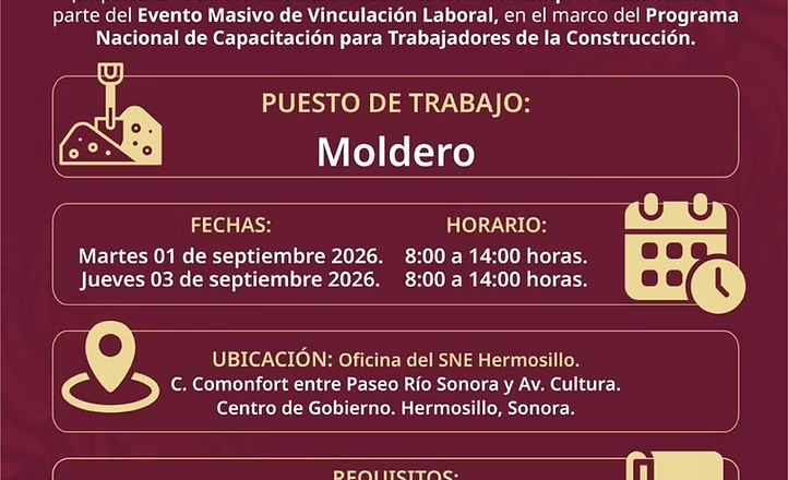 Gobierno de Sonora impulsa oportunidades laborales para el sector de la construcción