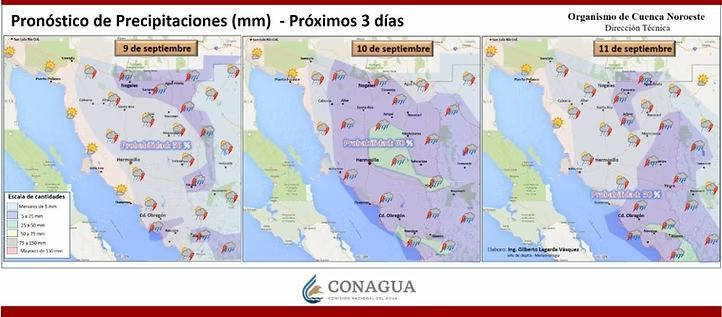 Protección Civil Sonora pronostica más lluvias y altas temperaturas en los próximos días
