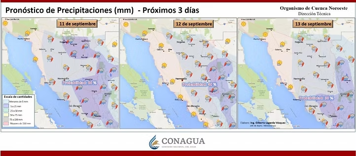 Prevé CEPC continuidad de lluvias y altas temperaturas en Sonora