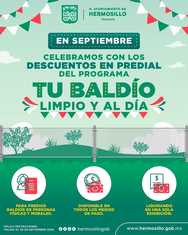 Lanza Tesorería programa “Tú Baldío Limpio y al Día” con descuentos en predial