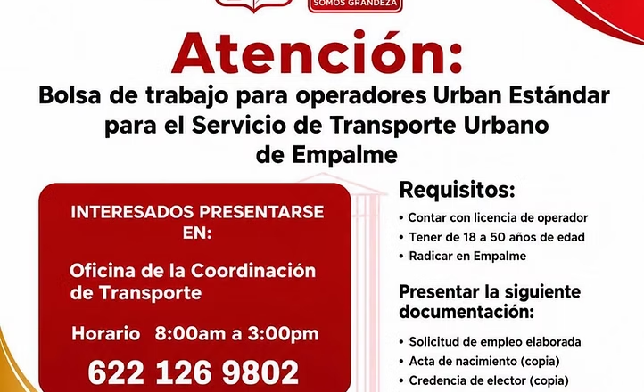 Abre Ayuntamiento convocatoria para operadores de unidades tipo urban